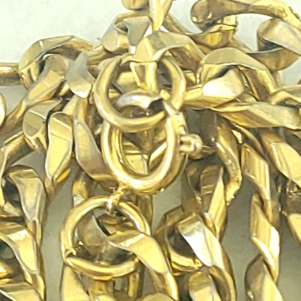 Gold Tone Miami Cuban Link Chain Necklace 22" Chunky Curb Link